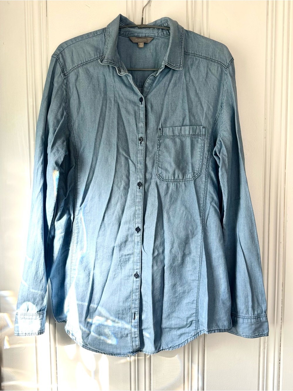 Light Blue Denim Button-Up Shirt by Rubbish